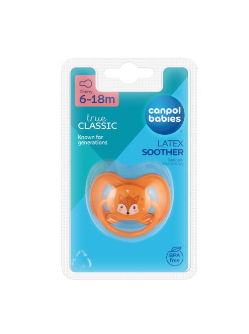 Canpol babies Kaucsuk cseresznye alakú cumi CUTE ANIMALS 6-18hó 1db