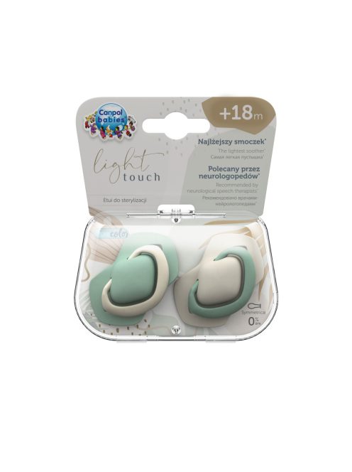 Canpol babies Szilikon szimmetrikus cumi, Light touch, 18hó+, 2db, PURE COLOR - zöld
