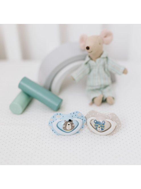 Canpol babies Szilikon szimmetrikus cumi, Light touch, BONJOUR PARIS, 0-6hó, 2db - kék