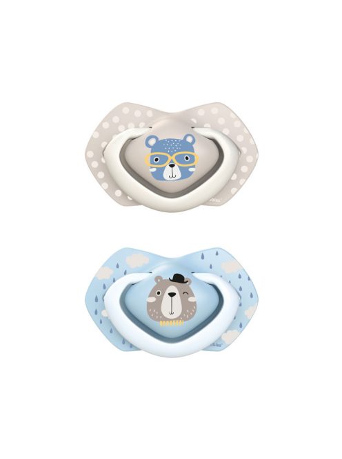 Canpol babies Szilikon szimmetrikus cumi, Light touch, BONJOUR PARIS, 6-18hó, 2db - kék