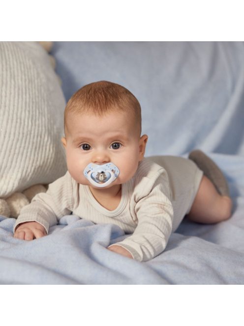 Canpol babies Szilikon szimmetrikus cumi, Light touch, BONJOUR PARIS, 6-18hó, 2db - kék