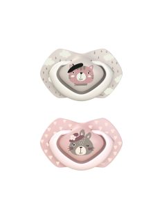   Canpol babies Szilikon szimmetrikus cumi, Light touch, BONJOUR PARIS, 6-18hó, 2db - rózsaszín