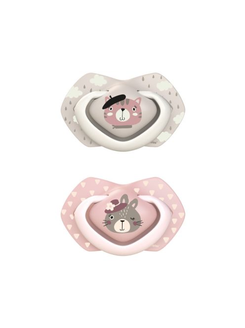 Canpol babies Szilikon szimmetrikus cumi, Light touch, BONJOUR PARIS, 6-18hó, 2db - rózsaszín