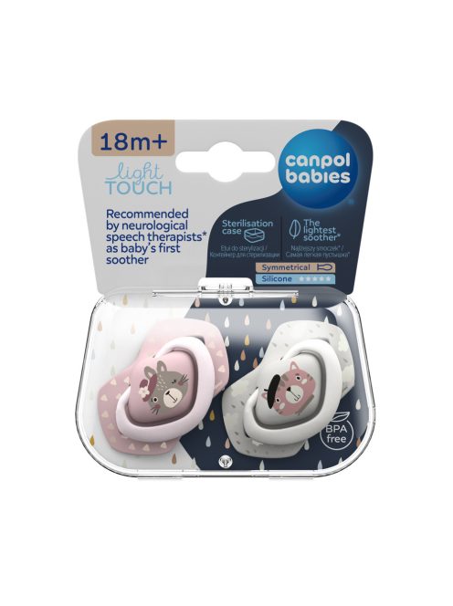 Canpol babies Szilikon szimmetrikus cumi, Light touch, 18hó+, 2db, BONJOUR PARIS - rózsaszín