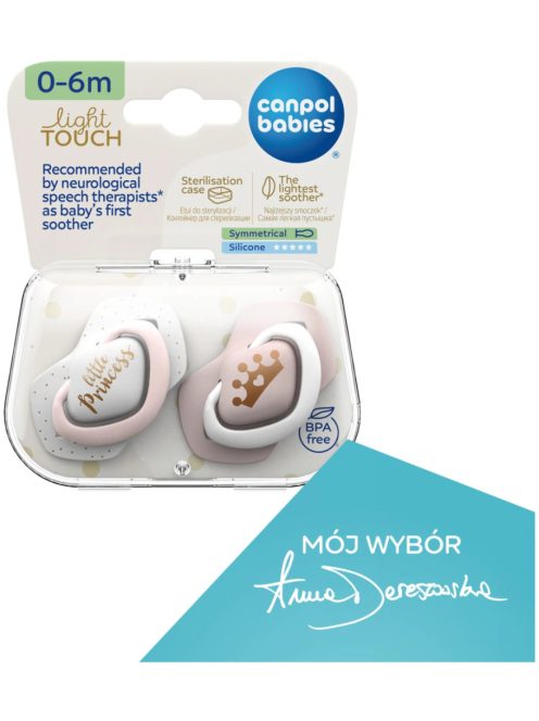 Canpol babies Szilikon szimmetrikus cumi, 0-6hó, 2db, ROYAL BABY - rózsaszín