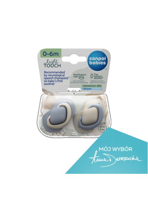 Canpol babies Szimmetrikus szilikoncumi készlet, Light touch, 0-6hó, PURE COLOR, 2db
