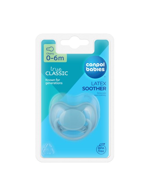 Canpol babies Kaucsuk cseresznye alakú cumi, NUDE, 0-6hó, 1db - kék