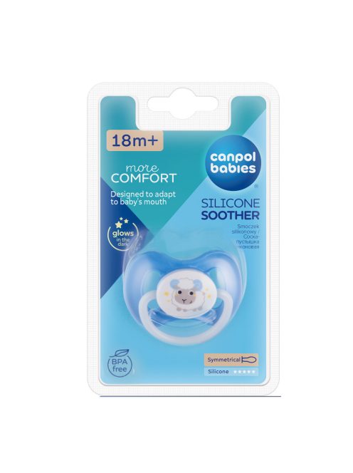 Canpol babies Szilikon szimmetrikus cumi, 18hó+, BUNNY&COMPANY - kék