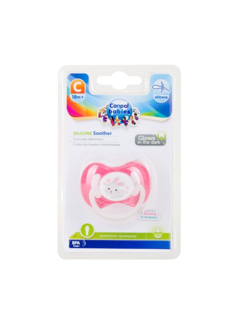 Canpol babies Szilikon szimmetrikus cumi, 18hó+, BUNNY & COMPANY - rózsaszín
