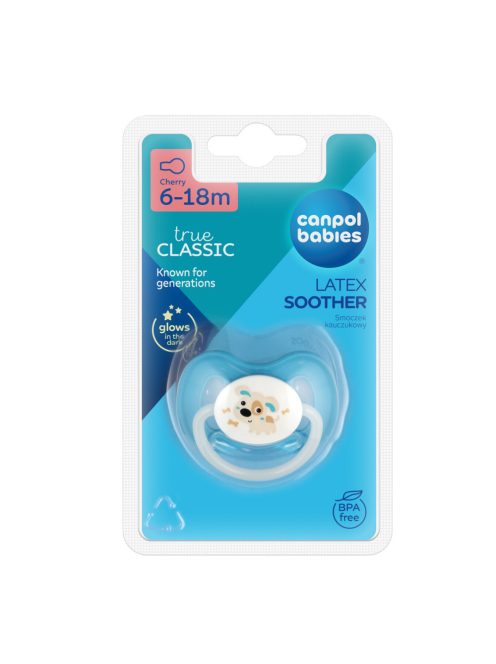 Canpol babies Kaucsuk, cseresznye alakú cumi, 6-18 hó, 1db, BUNNY&COMPANY - kék