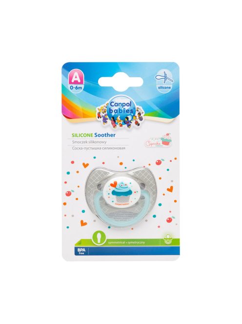 Canpol babies Szilikon szimmetrikus cumi, 0-6hó, CUPCAKE - szürke