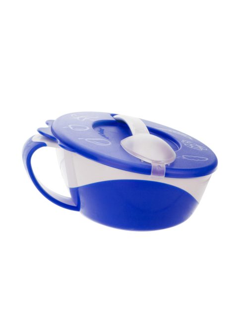 Canpol babies Tál kanállal és fedéllel, 350ml, LITTLE COW - kék