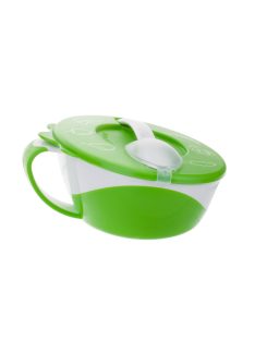   Canpol babies Tál kanállal és fedéllel, 350ml, LITTLE COW - zöld