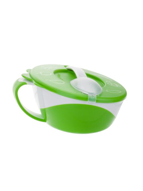 Canpol babies Tál kanállal és fedéllel, 350ml, LITTLE COW - zöld