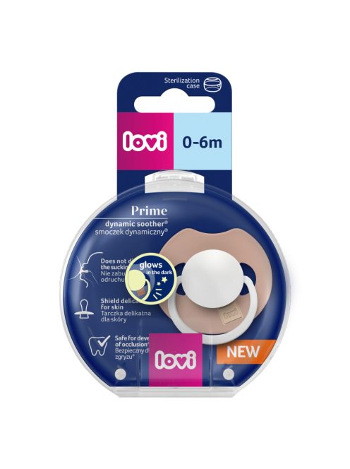 LOVI Világító dinamikus szilikon cumi PRIME 0-6hó 1db Blush