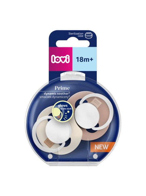LOVI Világító dinamikus szilikon cumi PRIME 18hó+ 2db - Ivory/Blush