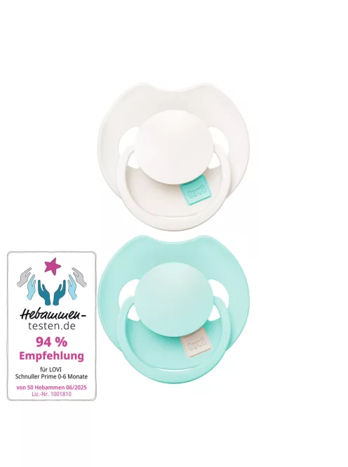 LOVI PRIME Tutti Frutti szilikon dinamikus cumi 0-6hó 2db Lagoon/Mint Cream
