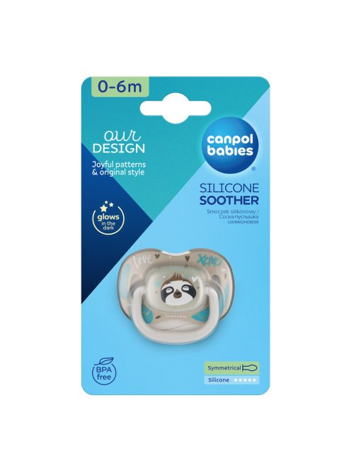 Canpol babies Szilikon szimmetrikus cumi, 0-6hó, 1db, EXOTIC ANIMALS, lajhár