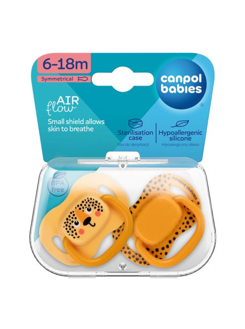 Canpol babies Szilikon szimmetrikus cumiszett, BabiesBoo, 6-18hó+, 2db, narancs