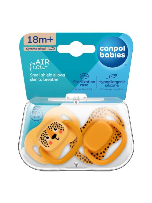 Canpol babies Szilikon szimmetrikus cumiszett, BabiesBoo, 18hó+, 2db, narancs