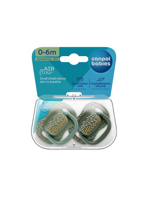 Canpol babies Szilikon szimmetrikus cumiszett, 0-6hó, 2db, MOUNTAINS - zöld