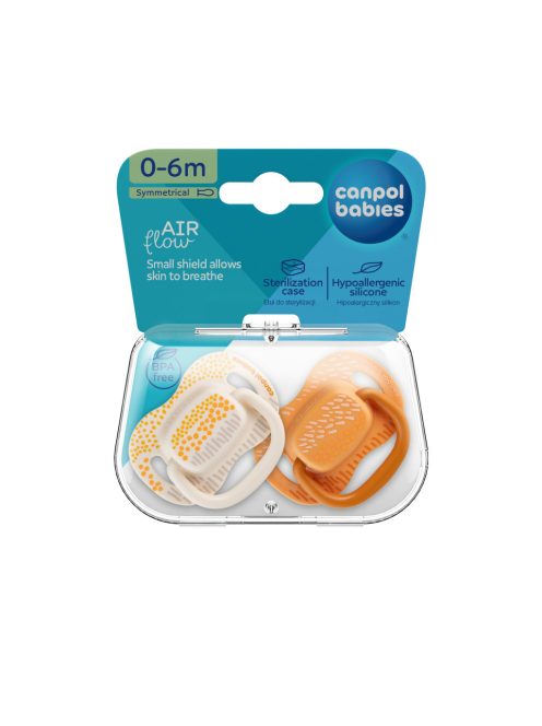 Canpol babies Szilikon szimmetrikus cumiszett, 0-6hó, MOUNTAINS - sárga