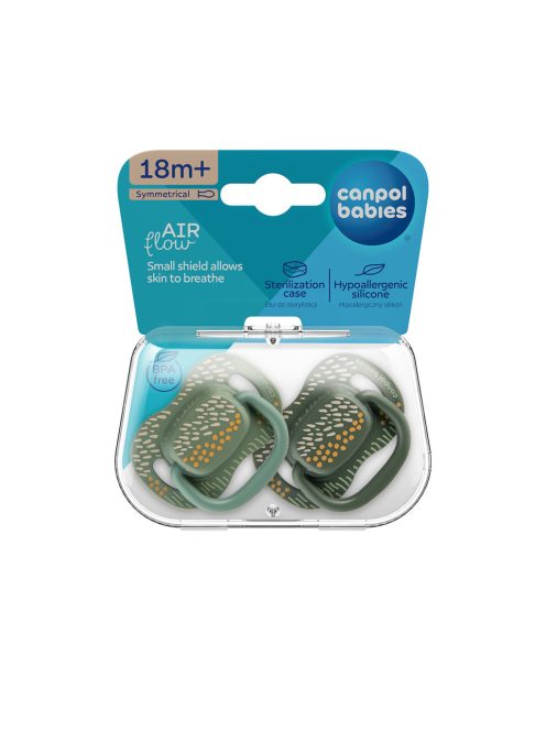 Canpol babies Szilikon szimmetrikus cumiszett, 18hó+, 2db, MOUNTAINS - zöld