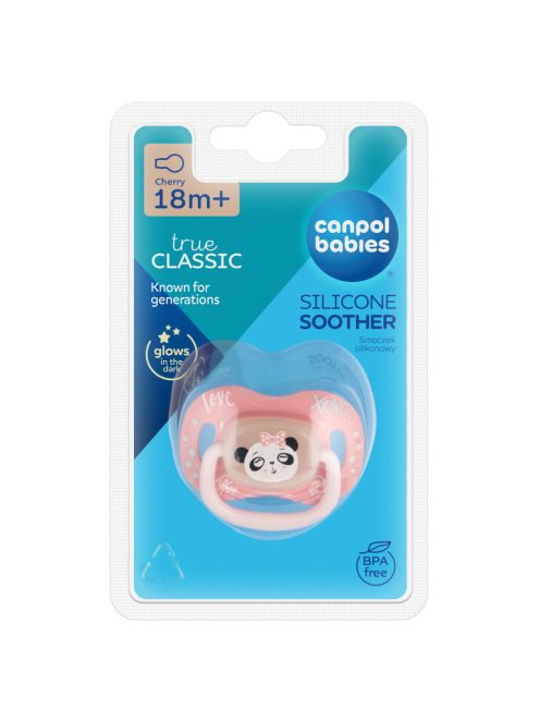 Canpol babies Szilikon cseresznye alakú cumi EXOTIC ANIMALS 18hó+ - panda