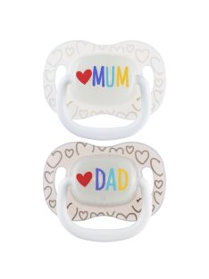   Canpol babies Világító Szilikon szimmetrikus cumi LOVE MUM&DAD 6-18hó 2db