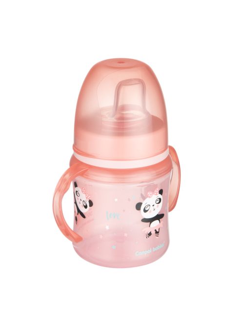Canpol babies Szilikon ivócsőrős tanulópohár, 120 ml, EXOTIC ANIMALS - pink