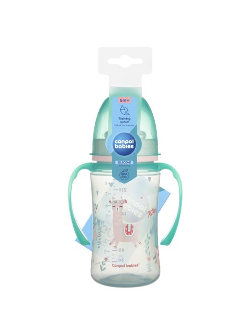 Canpol babies Szilikon ivócsőrős tanulópohár, 240 ml, EXOTIC ANIMALS - zöld