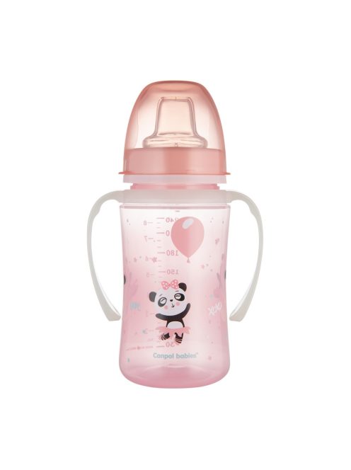 Canpol babies Szilikon ivócsőrős tanulópohár, 240 ml, EXOTIC ANIMALS - pink