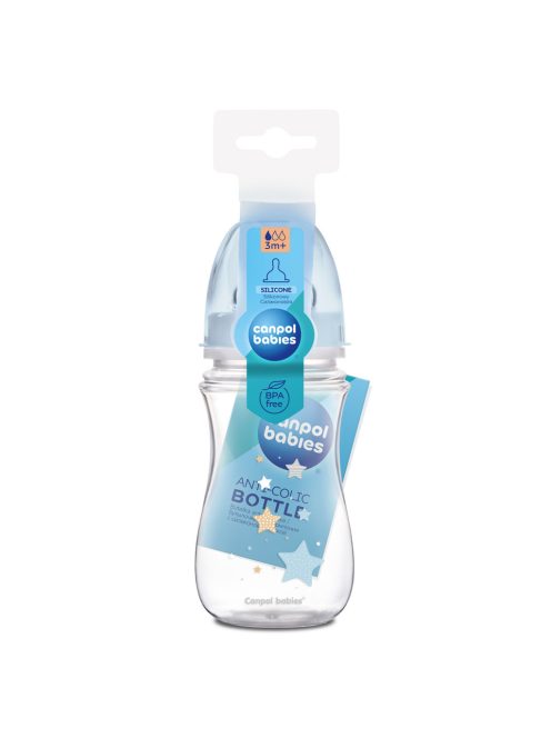 Canpol babies Anti-kólikás cumisüveg, EasyStart, NEWBORN BABY, 240 ml - kék