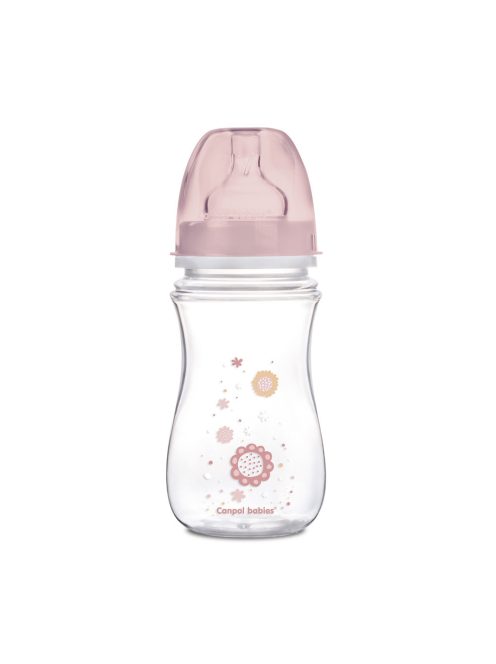 Canpol babies Anti-kólikás cumisüveg, EasyStart, NEWBORN BABY, 240 ml - pink
