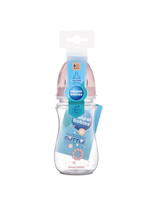 Canpol babies Anti-kólikás cumisüveg, EasyStart, NEWBORN BABY, 240 ml - pink