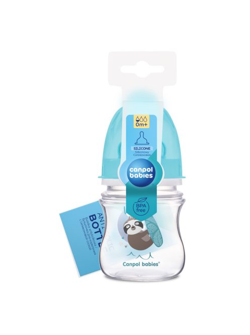 Canpol babies Anti-kólikás cumisüveg, EasyStart, EXOTIC ANIMALS, 120 ml - kék