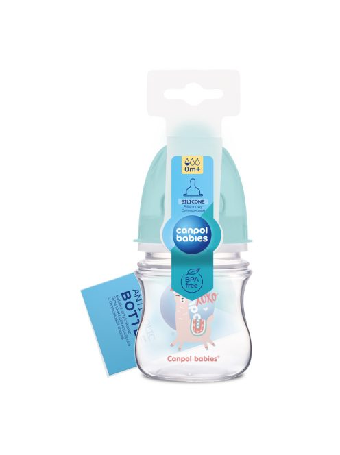 Canpol babies Anti-kólikás cumisüveg, EasyStart, EXOTIC ANIMALS, 120 ml - zöld
