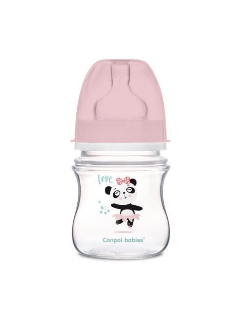 Canpol babies Anti-kólikás cumisüveg, EasyStart, EXOTIC ANIMALS, 120 ml - rózsaszín
