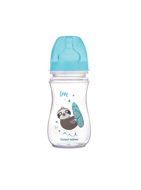 Canpol babies Anti-kólikás cumisüveg, EasyStart, EXOTIC ANIMALS, 240 ml - kék