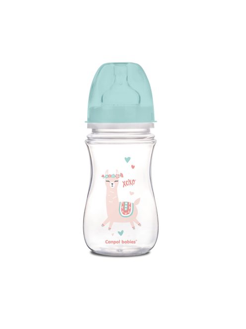Canpol babies Anti-kólikás cumisüveg, EasyStart, EXOTIC ANIMALS, 240 ml - zöld