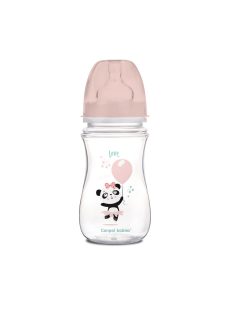   Canpol babies Anti-kólikás cumisüveg, EasyStart, EXOTIC ANIMALS, 240 ml - rózsaszín