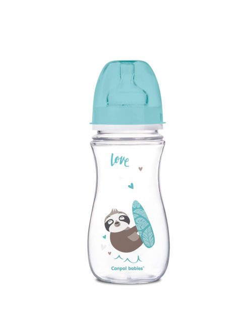 Canpol babies Anti-kólikás cumisüveg, EasyStart, EXOTIC ANIMALS, 300 ml - kék