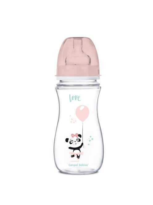 Canpol babies Anti-kólikás cumisüveg, EasyStart, EXOTIC ANIMALS, 300 ml - rózsaszín