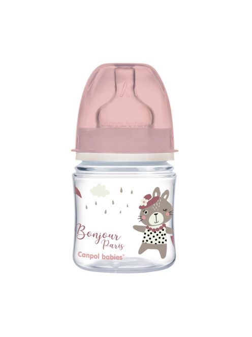 Canpol babies Anti-kólikás cumisüveg, Easy Start, 120 ml, BONJOUR PARIS - pink