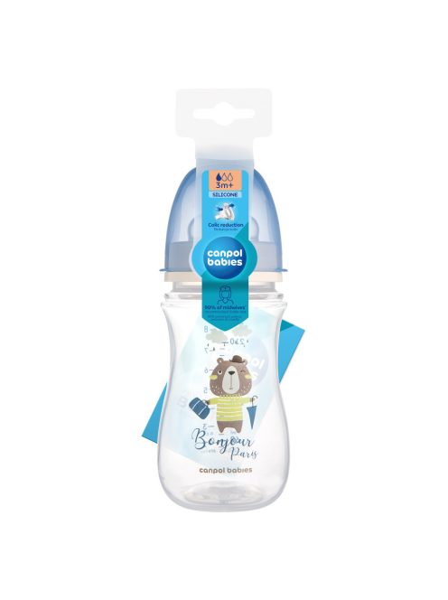 Canpol babies Anti-kólikás cumisüveg, 240 ml, Easy Start BONJOUR PARIS - kék
