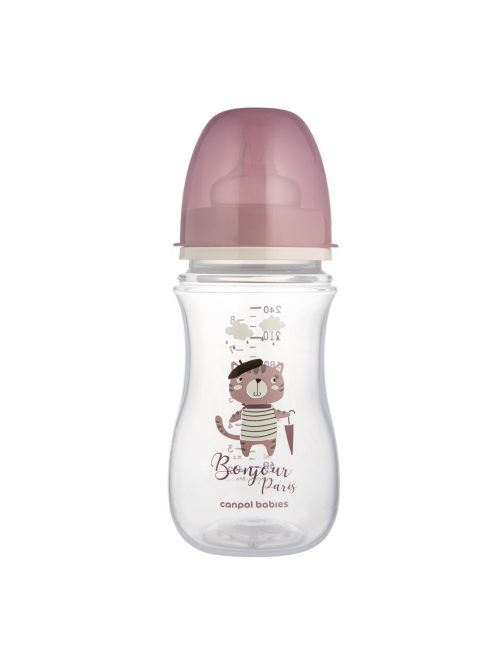 Canpol babies Anti-kólikás cumisüveg, 240 ml, Easy Start, BONJOUR PARIS - pink