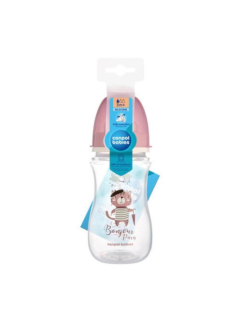 Canpol babies Anti-kólikás cumisüveg, 240 ml, Easy Start, BONJOUR PARIS - pink