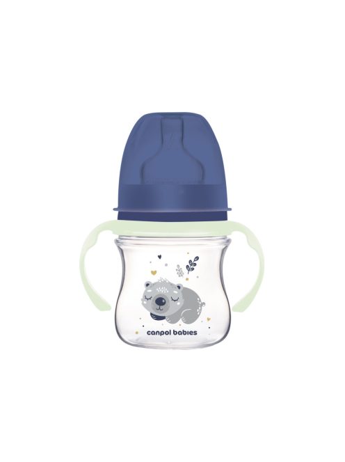 Canpol babies Anti-kólikás cumisüveg, világító fogantyúval, EasyStart, SLEEPY KOALA, 120 ml - kék