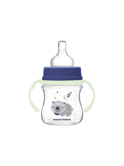 Canpol babies Anti-kólikás cumisüveg, világító fogantyúval, EasyStart, SLEEPY KOALA, 120 ml - kék