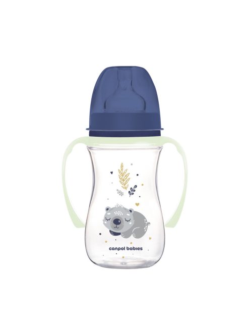 Canpol babies Anti-kólikás cumisüveg, világító fogantyúval, EasyStart, SLEEPY KOALA, 240 ml - kék
